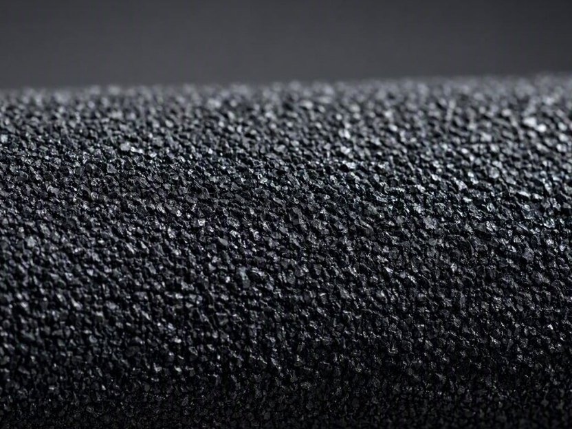Close view of an abrasive emery roller surface showing bonded grit