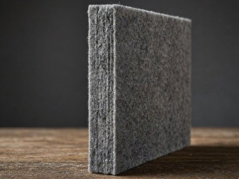 A thick non-woven felt sheet standing on its edge