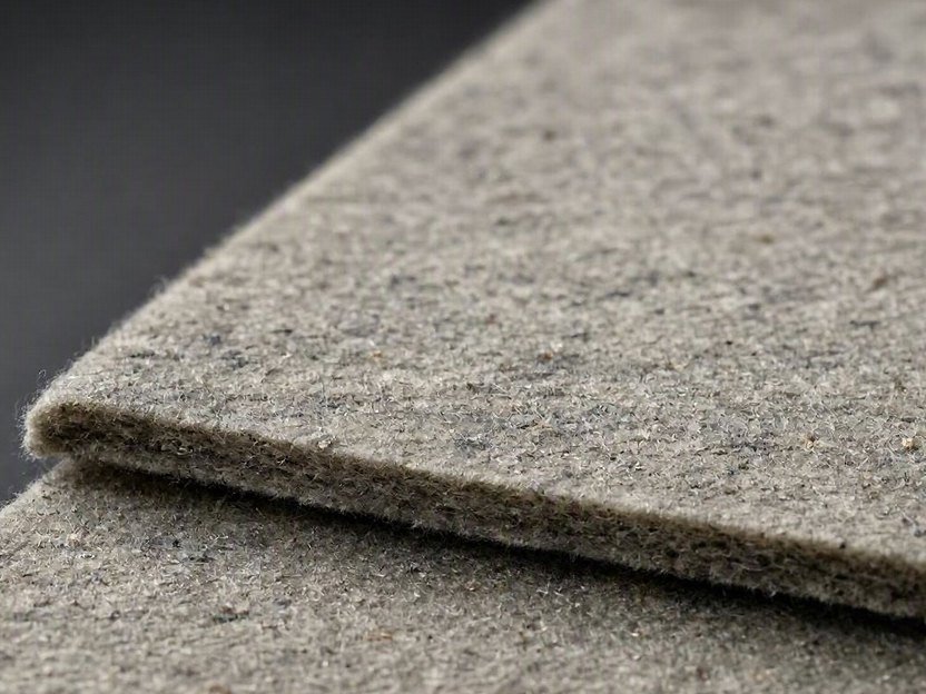 Cut edge of medium density felt used as anti-squeak strip