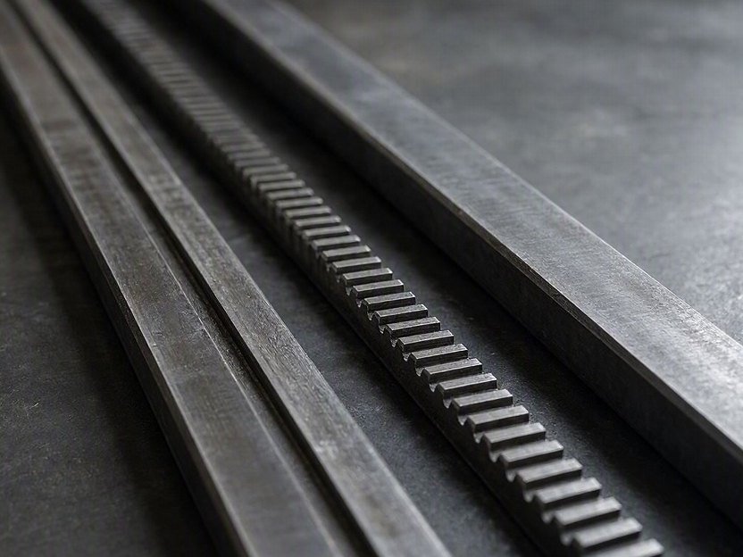 Guide rails and guide teeth from a Sulzer projectile loom