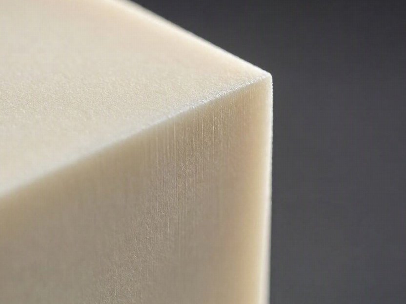 Macro view of the cut edge of extra hard wool felt, almost solid